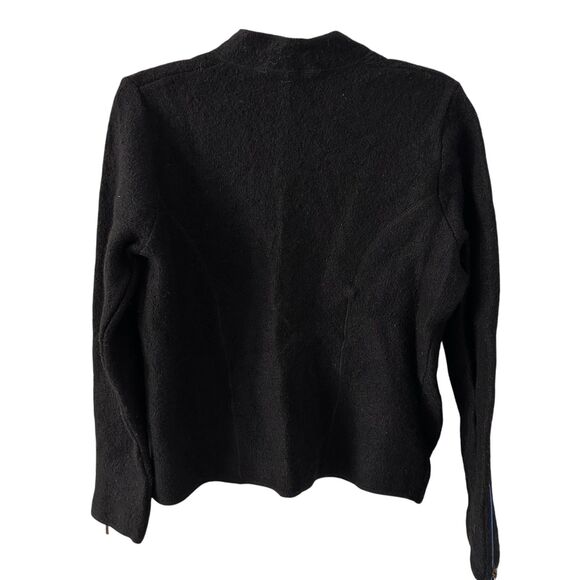 South Wool Black Art Deco Full Zip Button Pure Virgin Wool Pockets Jacket Size M - Picture 2 of 7